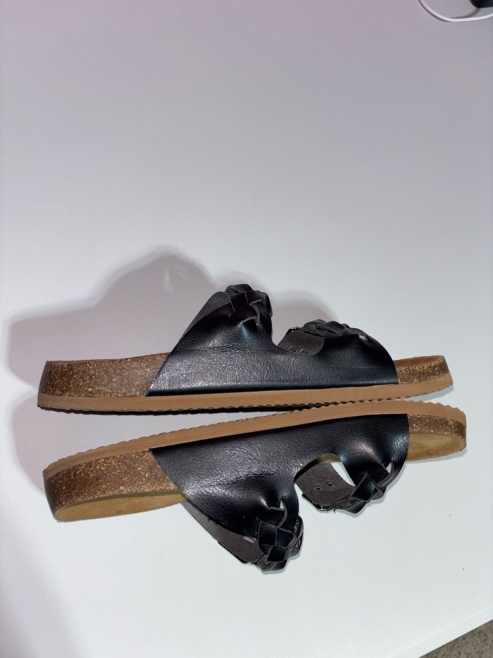 torrid Black Braided Double-Strap Slide Sandals with Buckles - Picture 3 of 8